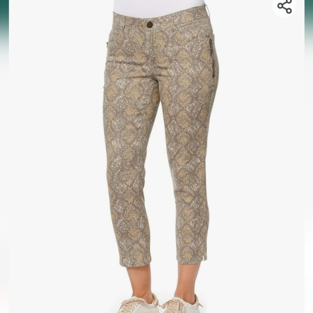 Democracy Snake Print Straight Leg Pants in Tan and Gray
